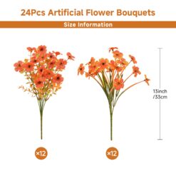 Alternative view of 24 Bundles Outdoors Autumn UV Resistant Silk Violet and Faux Eucalyptus Autumn Fake Plants