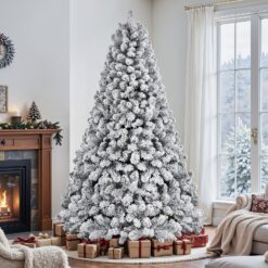 Alternative view of 9ft Warm White Lights Snow Flocked Spruce Artificial Xmas Christmas Trees