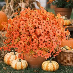 24 Bundles Outdoors Autumn UV Resistant Silk Violet and Faux Eucalyptus Autumn Fake Plants