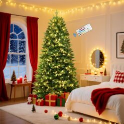 4.5ft Prelit Artificial Hinged Christmas Tree with 170 Color Changing RGB Lights