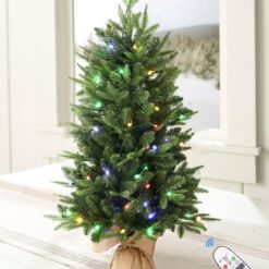 Small Mini Prelit Artificial Christmas Tree with Color LED Lights