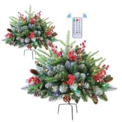 Alternative view of 18 Inch Lighted Outdoor Small Christmas Tree with Remote-2 Packs