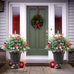 18 Inch Lighted Outdoor Small Christmas Tree with Remote-2 Packs