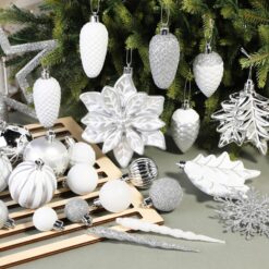 Alternative view of 106pcs White &Silver Christmas Balls Ornaments Set with Hooks